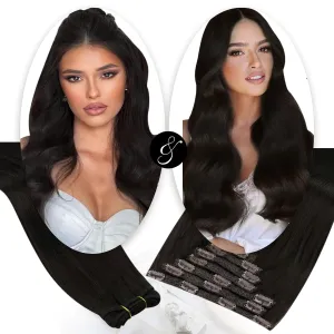 Moresoo Clip in Hair Extensions Brown 7 Pieces 120G and Sew in Hair Extensions Real Human Hair 100G Bundle 22Inch