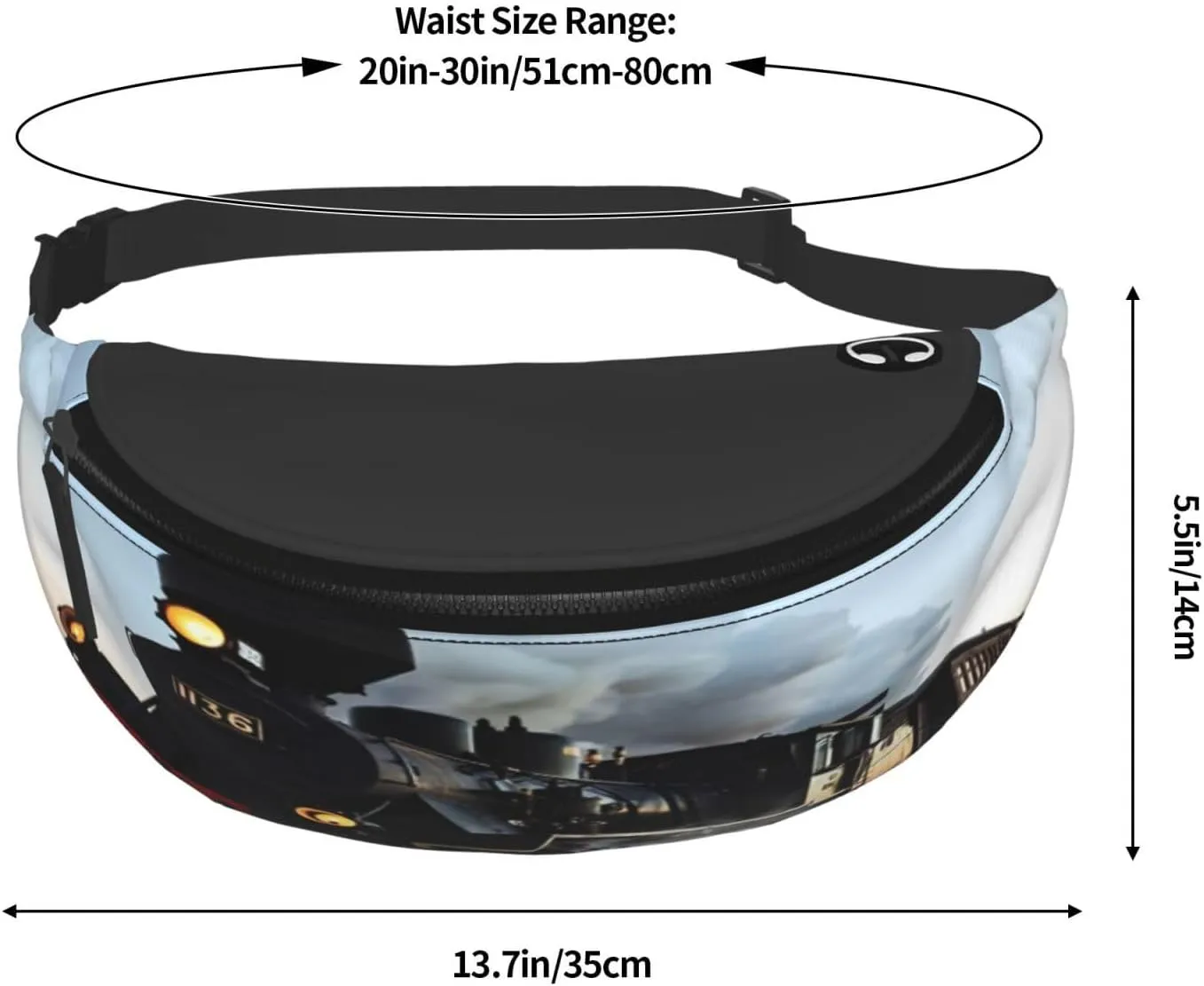 Morning Train Railroad Fanny Pack, Crossbody Waist Packs for Women Men Waist Bags with Adjustable Strap for Travel Running Hiking Sport