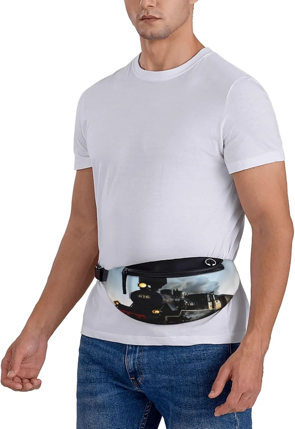 Morning Train Railroad Fanny Pack, Crossbody Waist Packs for Women Men Waist Bags with Adjustable Strap for Travel Running Hiking Sport