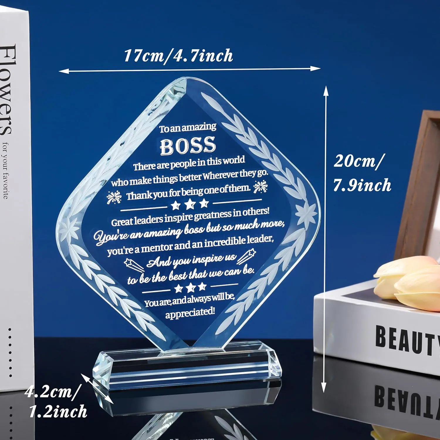 Movdyka Boss Gifts Crystal Engraved Best Boss Gifts for Men Women - Great Bosses Day Birthday Going Away Leaving Retirement Farewell Appreciation & Thank You Gift for Boss Keepsakes Decor