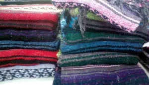 Multicolor Striped Modern Synthetic Blend Artisanally Handmade Multipurpose Yoga Blanket