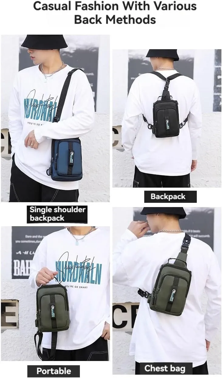 Multifunctional Men's Waist Bag Chest Bag Shoulder Bag Outdoor Waterproof Travel Crossbody Pack Adjustable Strap Fanny Pack (kahki)