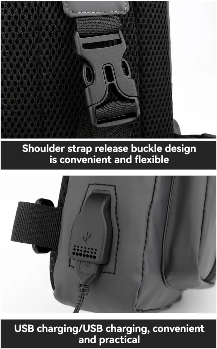 Multifunctional Men's Waist Bag Chest Bag Shoulder Bag Outdoor Waterproof Travel Crossbody Pack Adjustable Strap Fanny Pack (kahki)