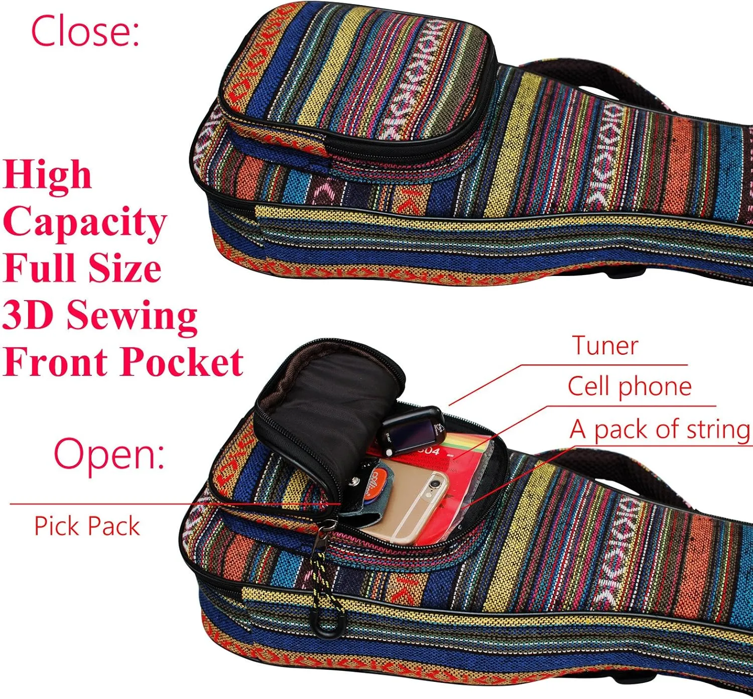 MUSIC FIRST 26" Tenor Country Style Ukulele Bag Gig Bag Case Cover Version 3.0