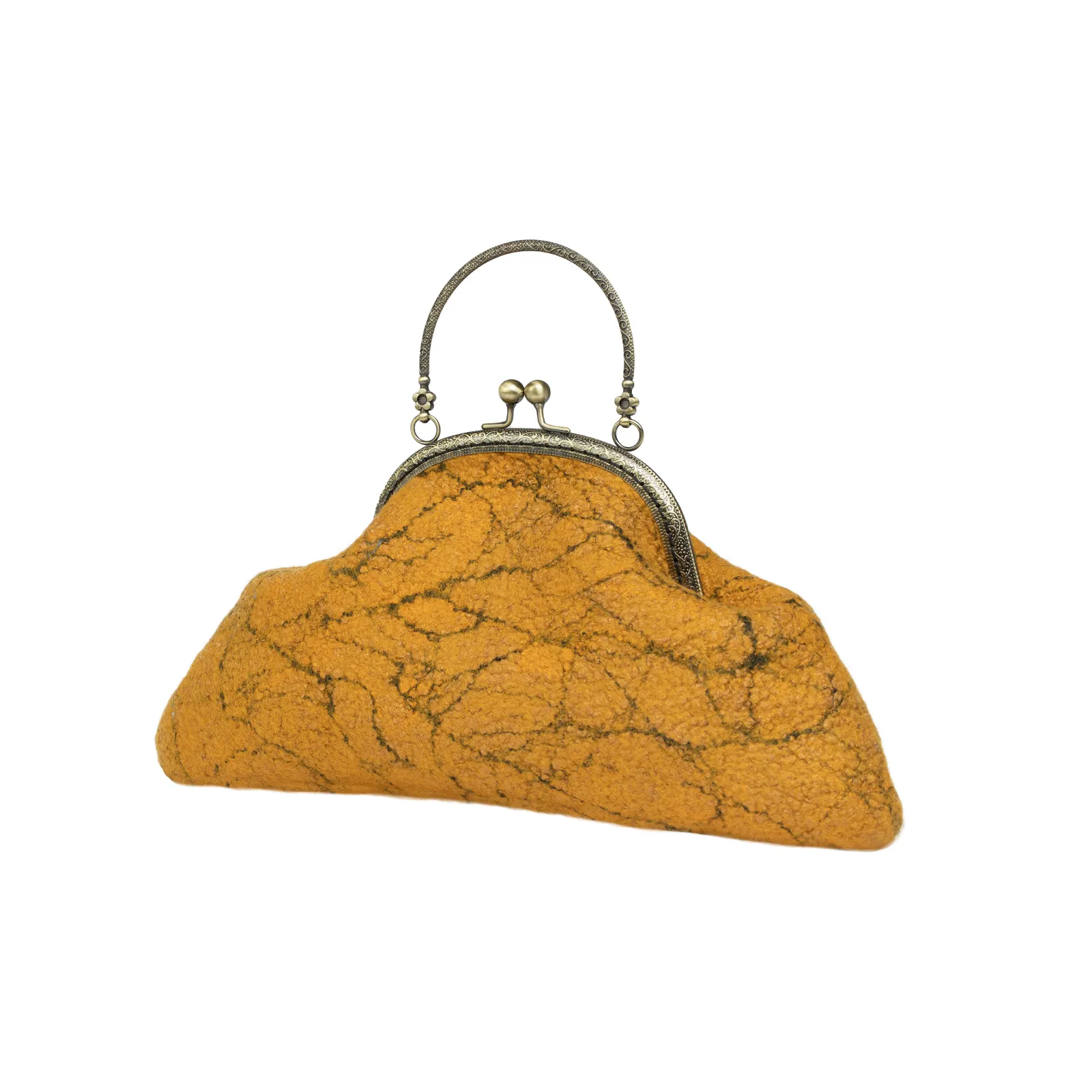 Mustard Yellow Victorian Style Marble Wool Bag