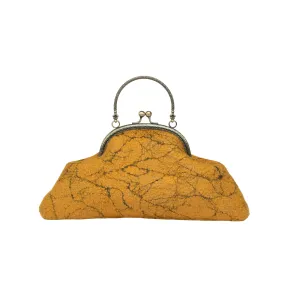 Mustard Yellow Victorian Style Marble Wool Bag