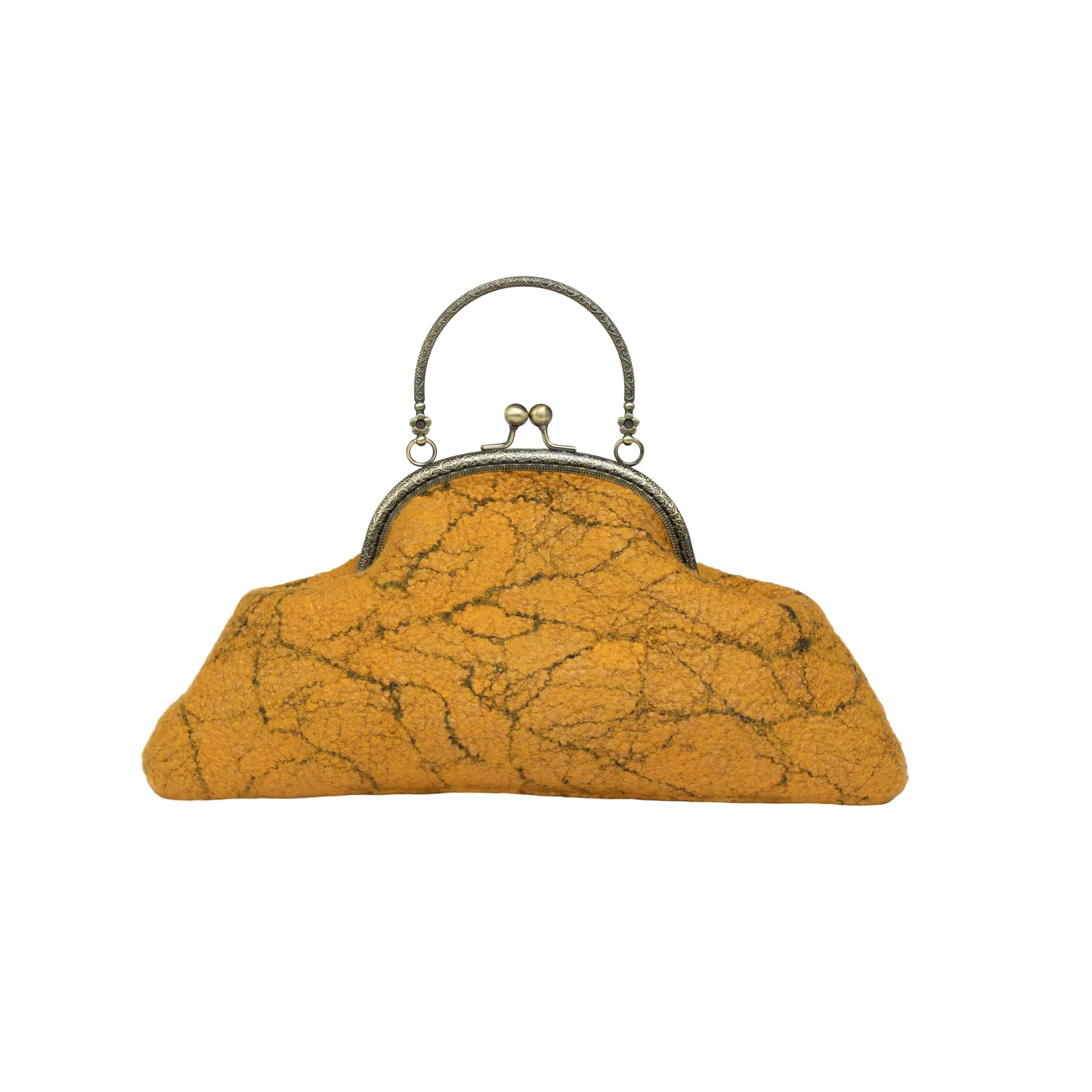 Mustard Yellow Victorian Style Marble Wool Bag