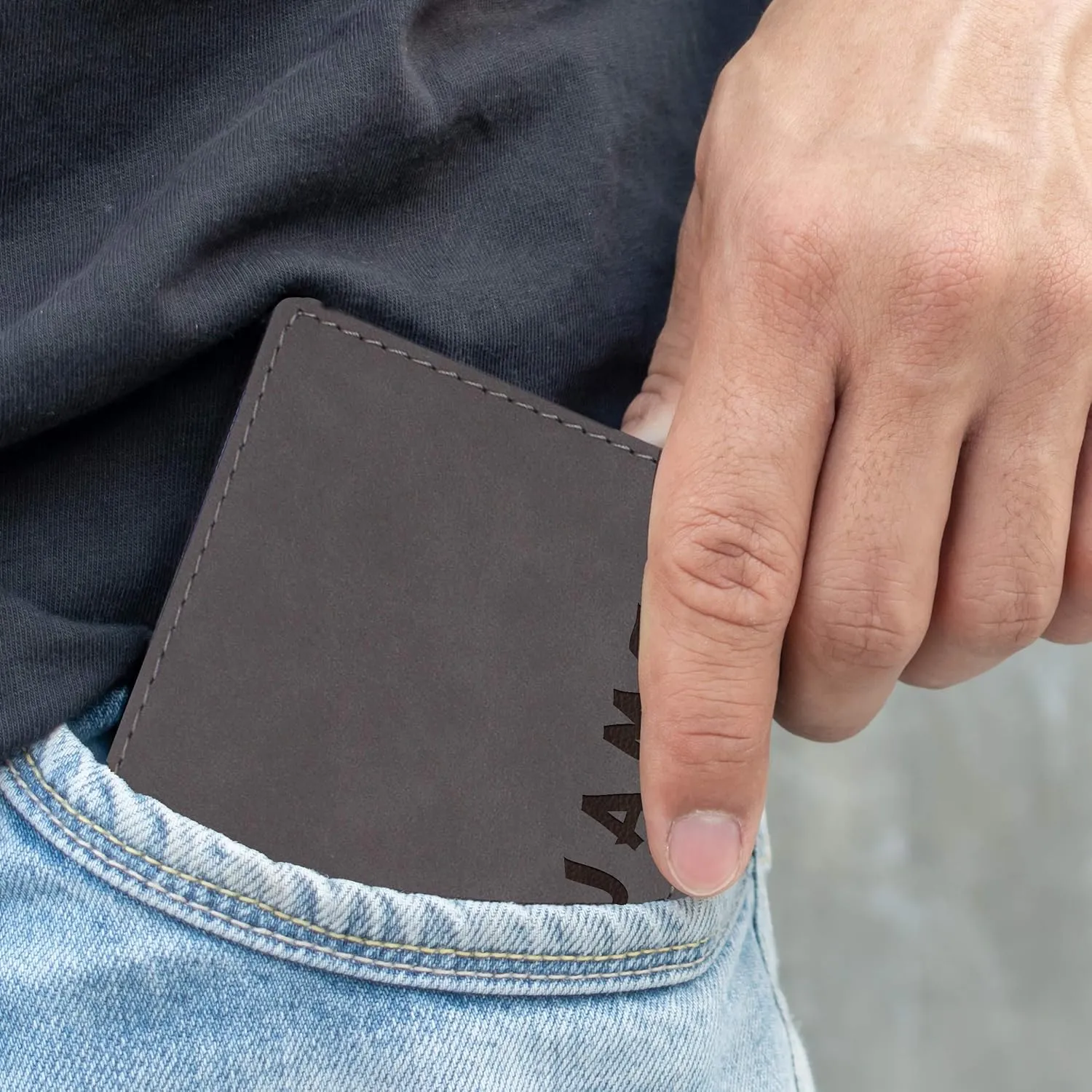 My Personal Memories Custom Personalized Bifold Wallet - Engraved With Your Text (Gray)