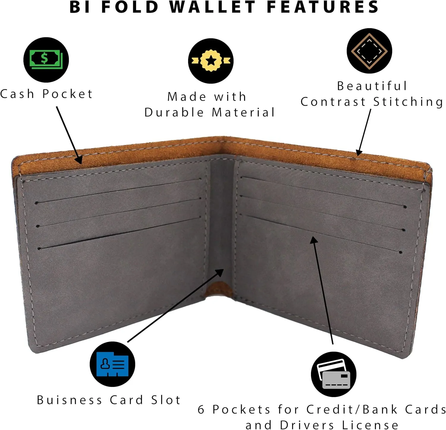 My Personal Memories Custom Personalized Bifold Wallet - Engraved With Your Text (Gray)