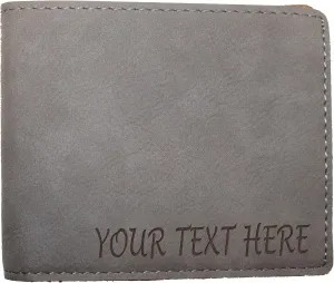 My Personal Memories Custom Personalized Bifold Wallet - Engraved With Your Text (Gray)