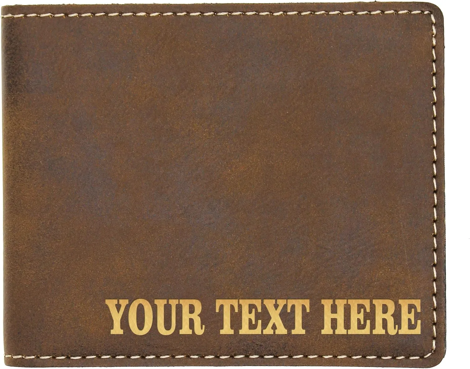 My Personal Memories Custom Personalized Bifold Wallet - Engraved With Your Text (Rawhide with Gold)