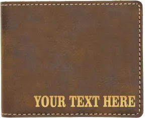 My Personal Memories Custom Personalized Bifold Wallet - Engraved With Your Text (Rawhide with Gold)