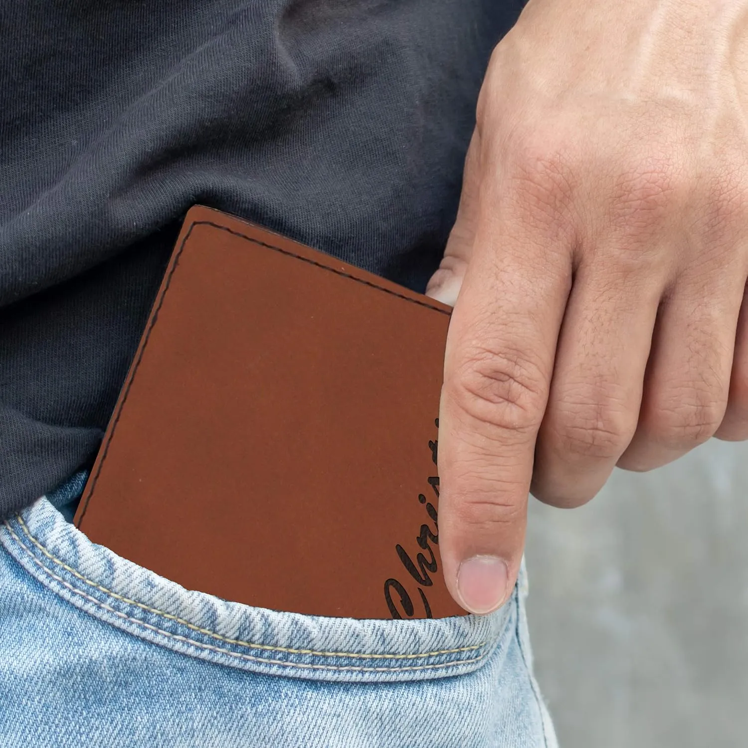 My Personal Memories Custom Personalized Bifold Wallet - Engraved With Your Text (Rust)