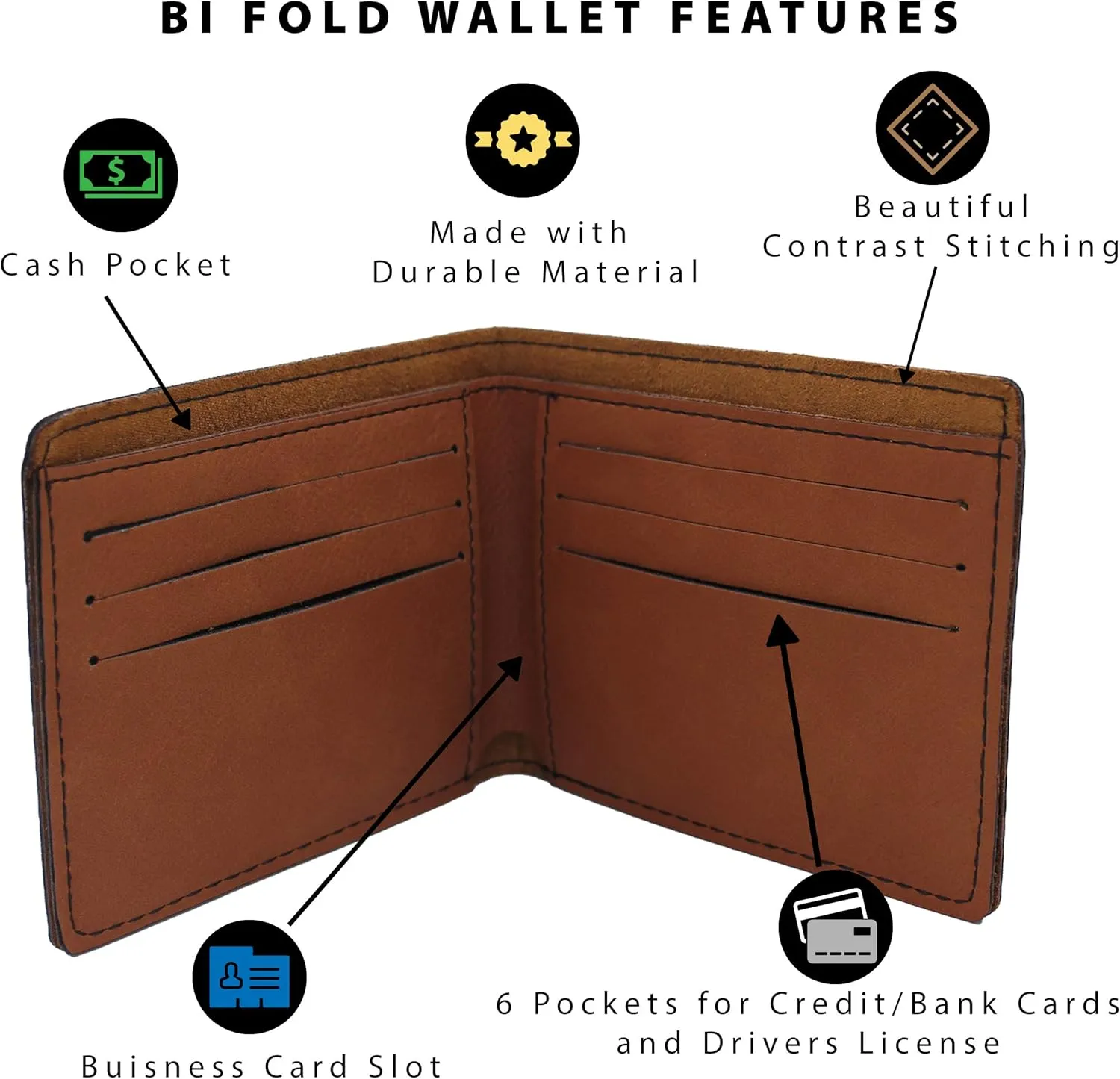My Personal Memories Custom Personalized Bifold Wallet - Engraved With Your Text (Rust)