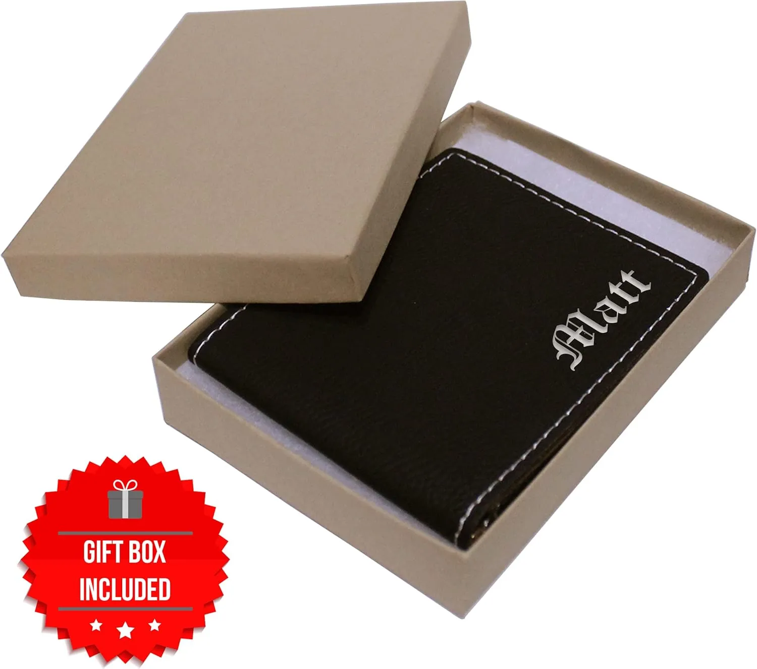 My Personal Memories Customized Bifold Wallet - Engraved With Your Text (Black with Silver)