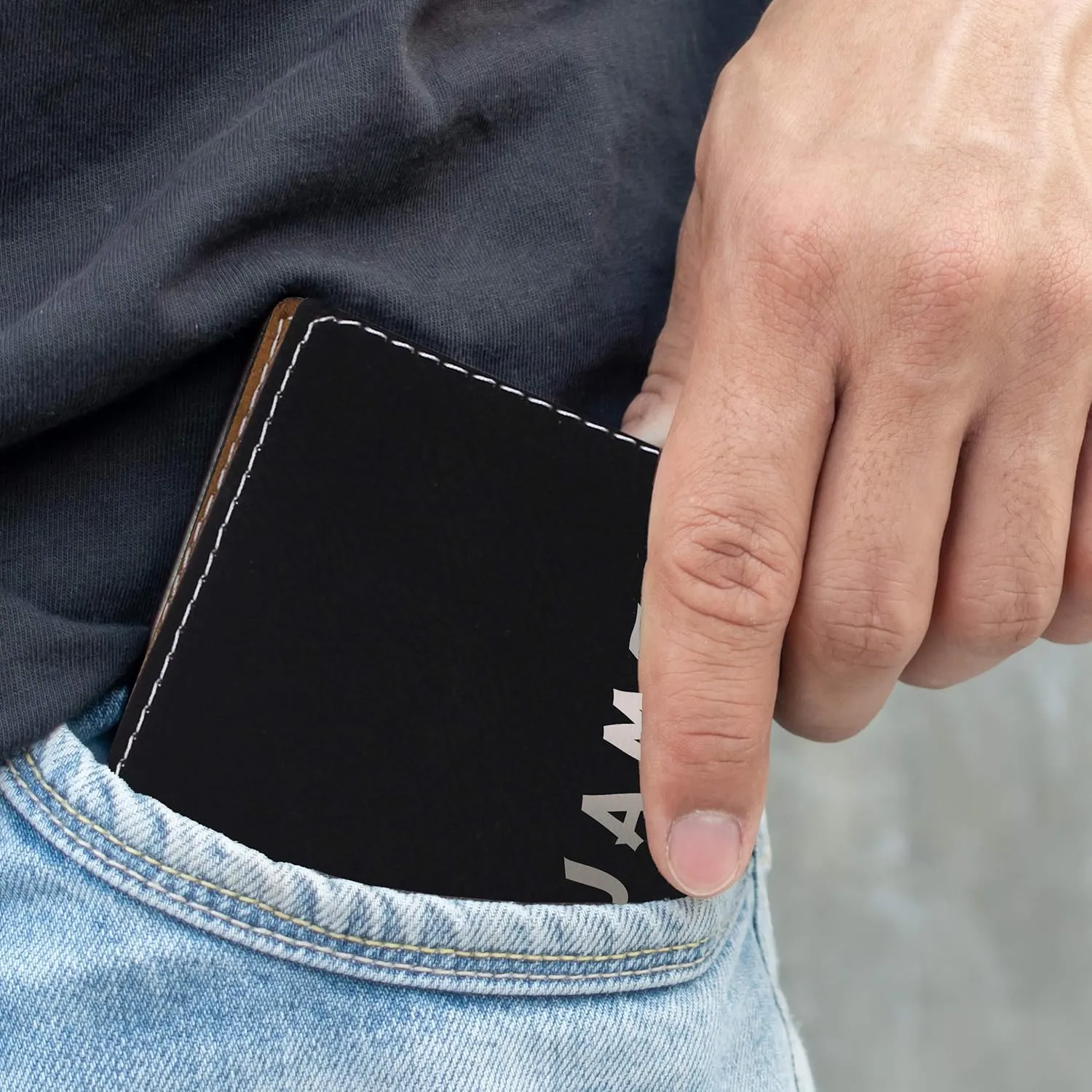 My Personal Memories Customized Bifold Wallet - Engraved With Your Text (Black with Silver)