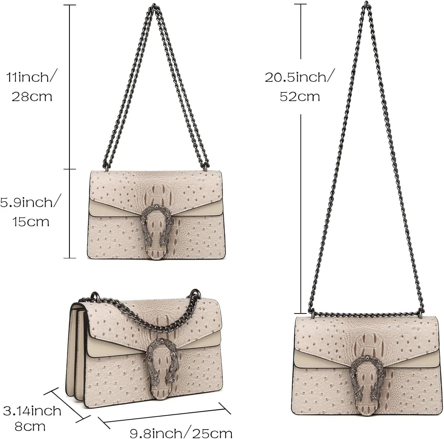 MYHOZEE Crossbody Bags for Women - Snake Printed Clutch Purses Leather Chain Shoulder Bags Evening Handbags