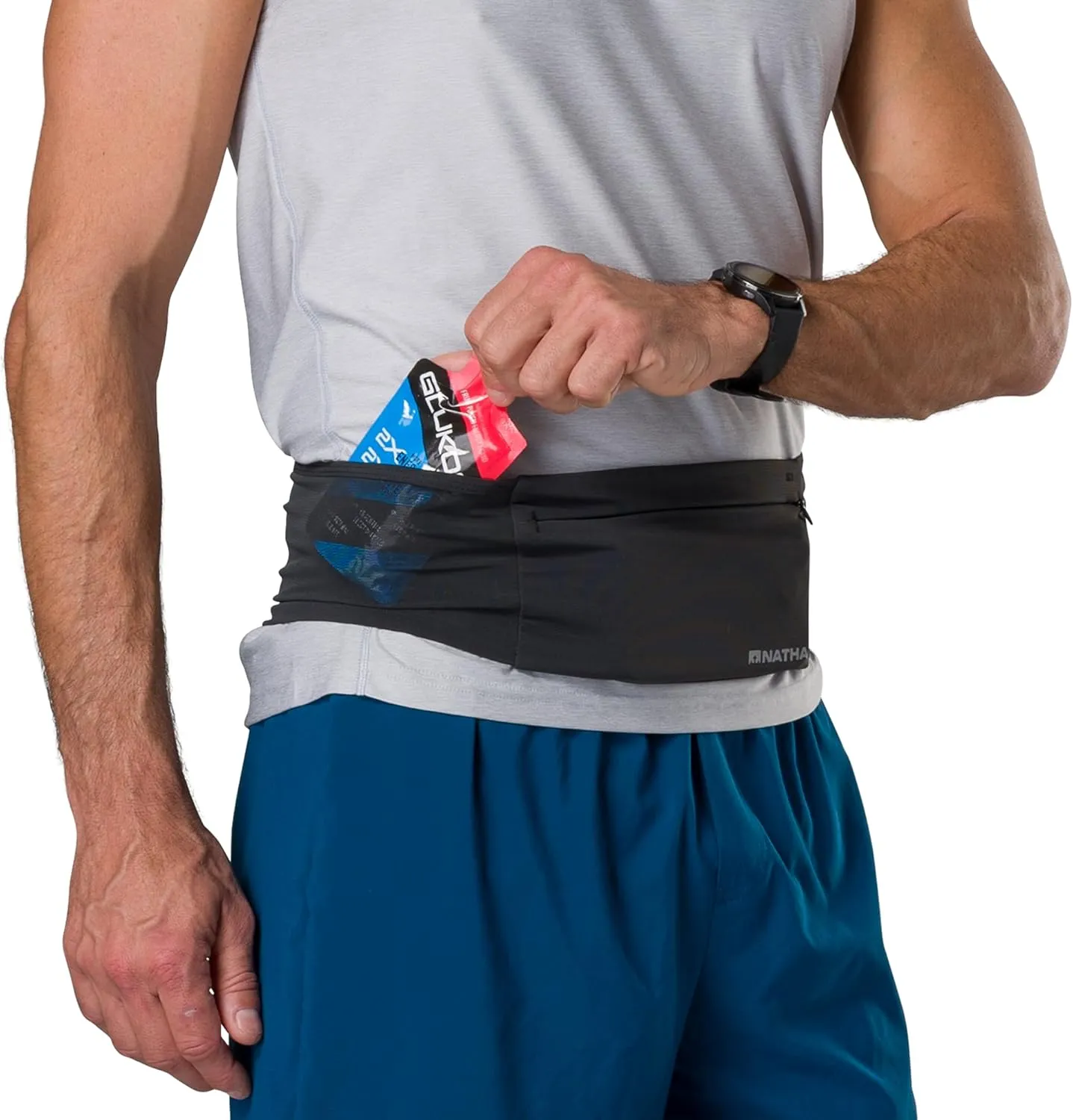 Nathan Zipster Max Running Belt, Running Belts for Women and Men, Bounce-Free Waist Pack with Extra Large Zipper Pocket, Smartphone Storage, Walking, Gym, Hiking