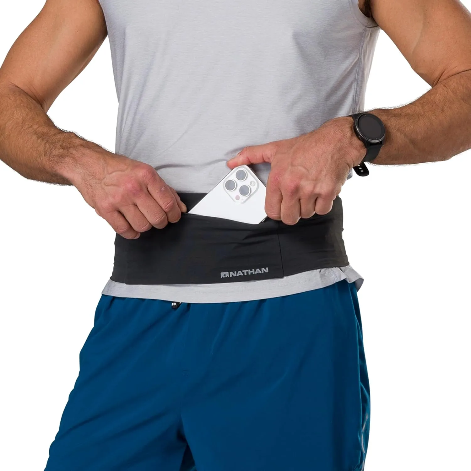Nathan Zipster Max Running Belt, Running Belts for Women and Men, Bounce-Free Waist Pack with Extra Large Zipper Pocket, Smartphone Storage, Walking, Gym, Hiking