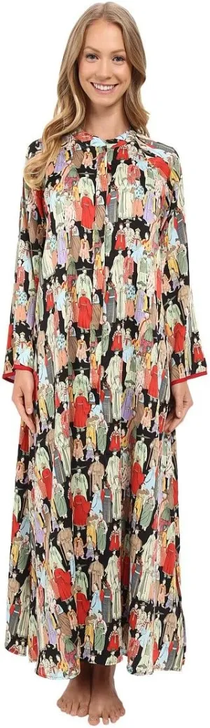 Natori Women's Printed Charmeuse Zip Caftan