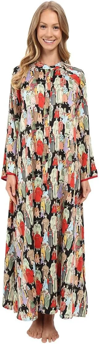 Natori Women's Printed Charmeuse Zip Caftan