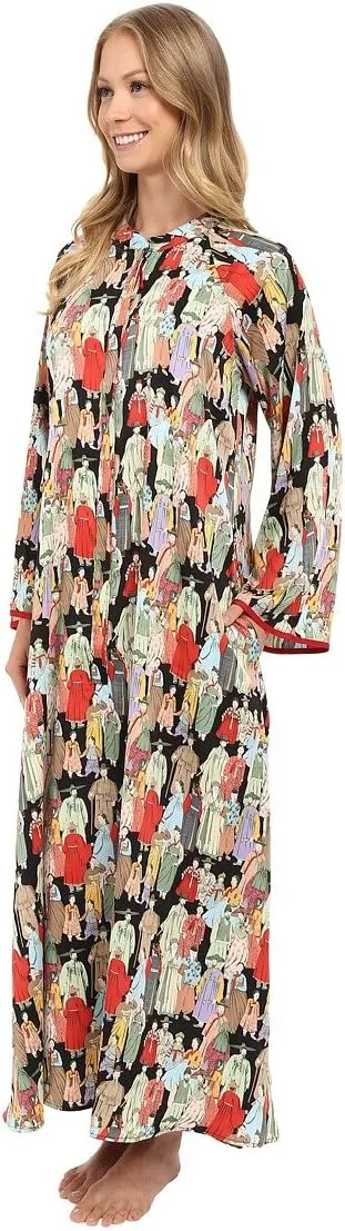 Natori Women's Printed Charmeuse Zip Caftan
