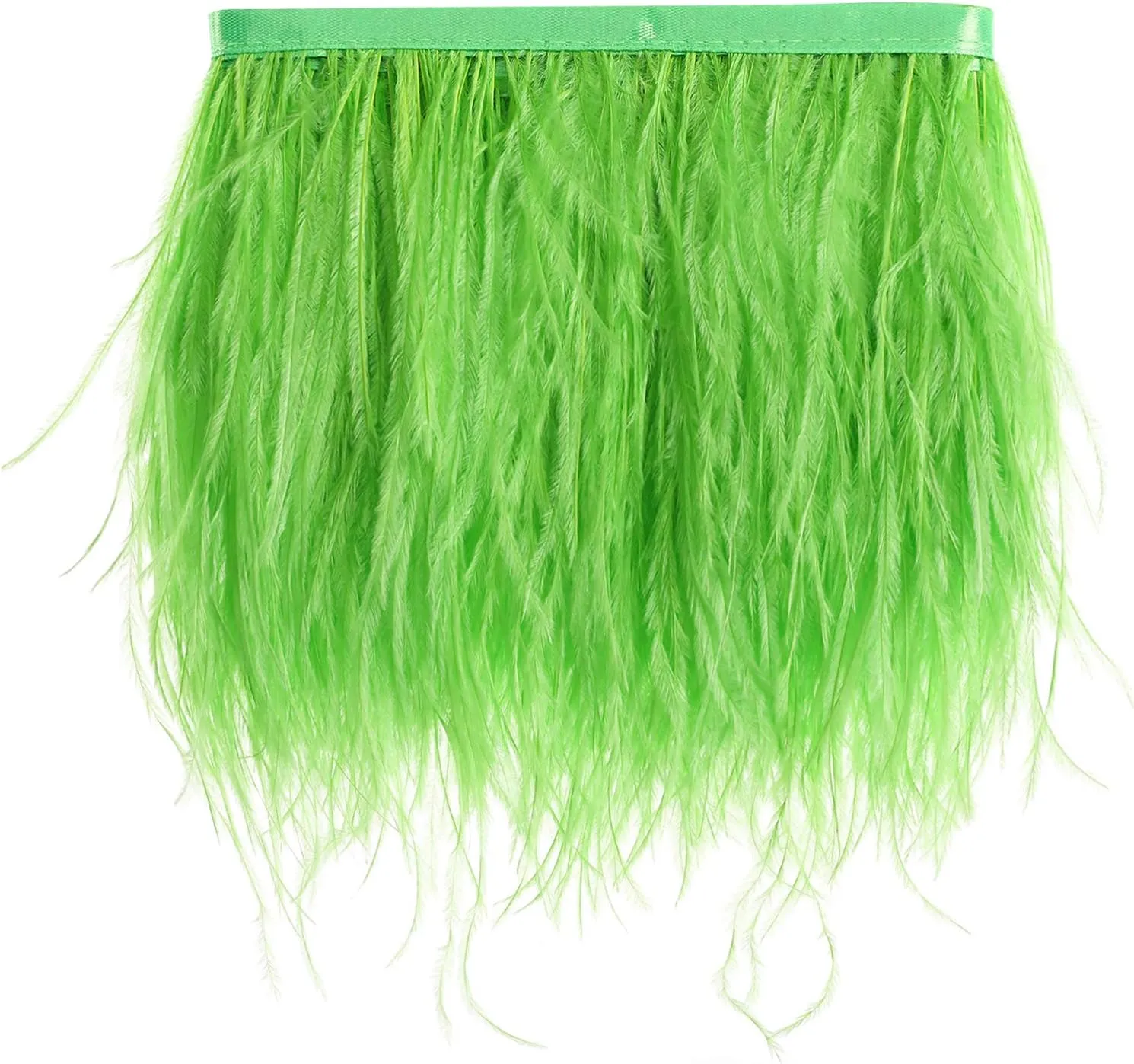 Natural Ostrich Feather Fringe Trim - Feathers Sewing Crafts Decor for Dress Costume 4-6 inches 2 Yards Erikord(Grass Green)
