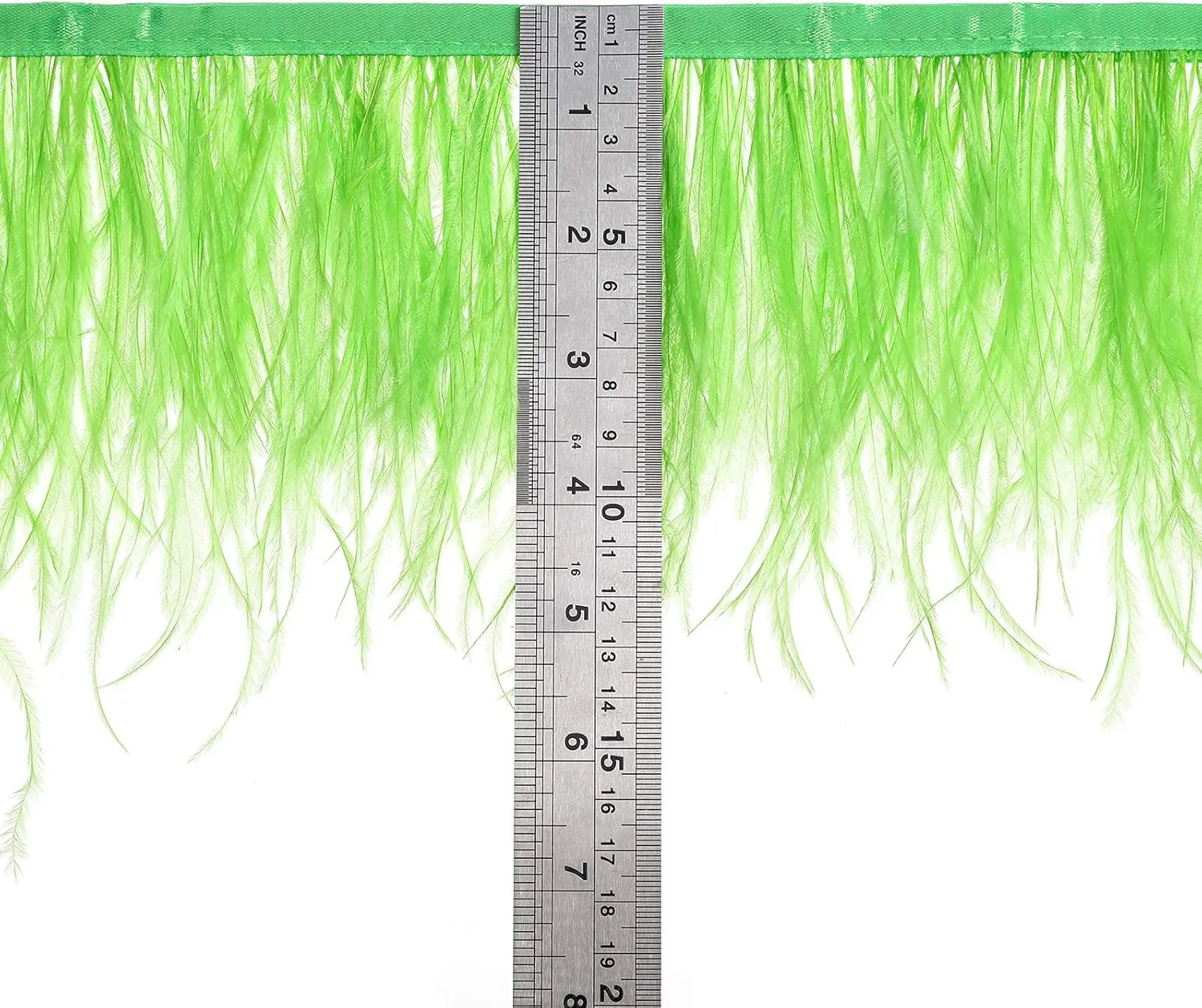 Natural Ostrich Feather Fringe Trim - Feathers Sewing Crafts Decor for Dress Costume 4-6 inches 2 Yards Erikord(Grass Green)