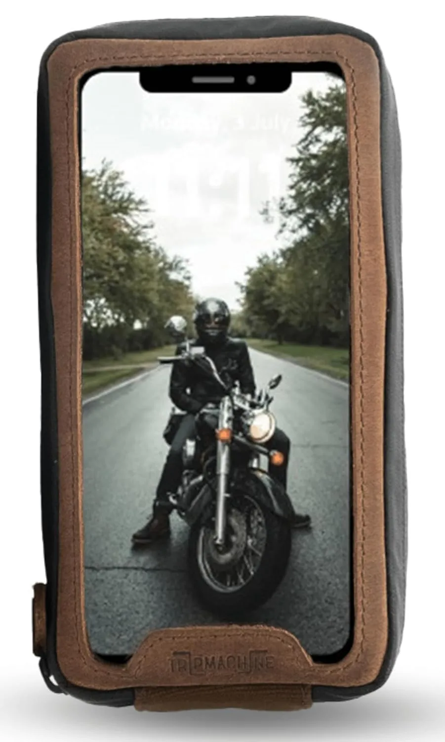 Navigator Tank Bag: Universal Magnetic Motorcycle Mobile Holder Waterproof Phone Pouch with Anti-Slip Design & Fanny Strap by Trip Machine Company (Brown & Tobacco)