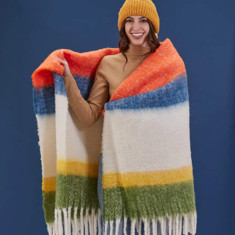 NAVY ORANGE Cuddle Throw