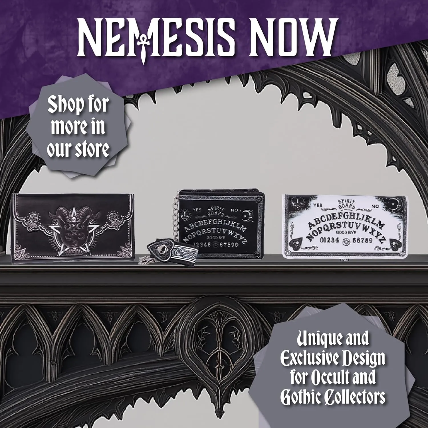 Nemesis Now Embossed Purse, Gothic Wallet, 18.5cm - Pawzuph Cat