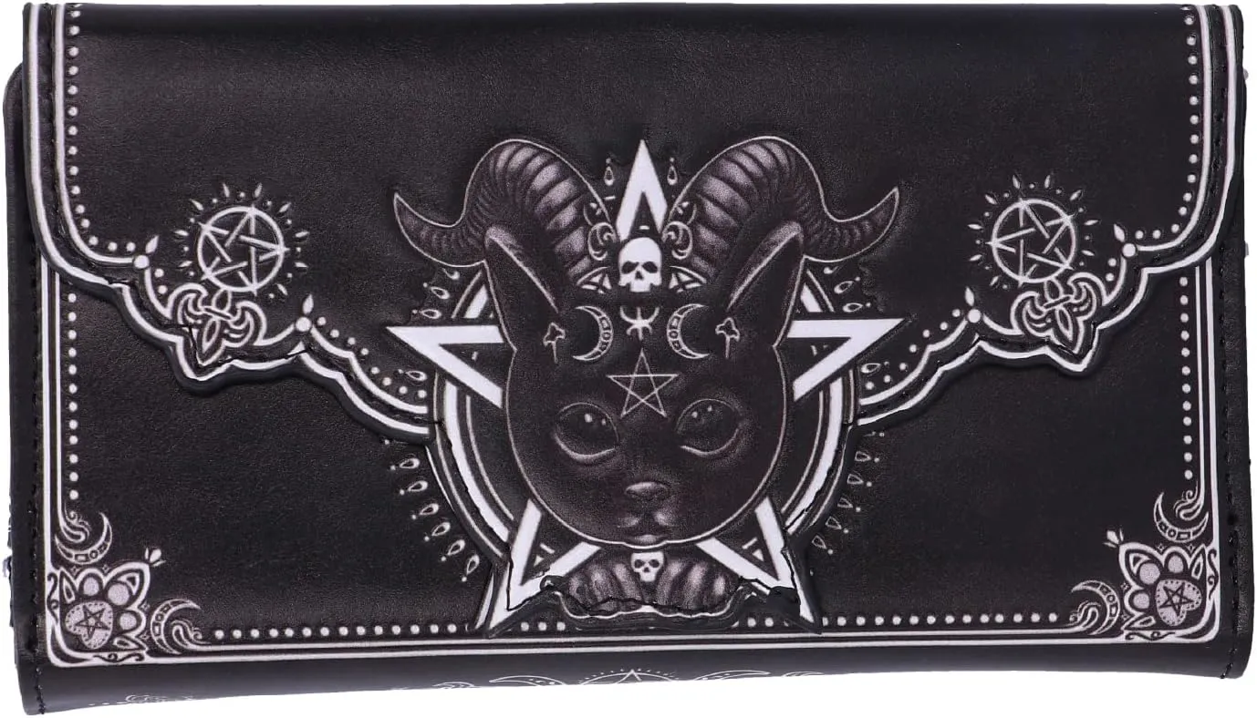 Nemesis Now Embossed Purse, Gothic Wallet, 18.5cm - Pawzuph Cat