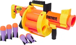 Nerf Fortnite GL Rocket-Firing Blaster – 6-Rocket Drum, Pump-to-Fire – Includes 6 Official Nerf Rockets – for Youth, Teen, Adult
