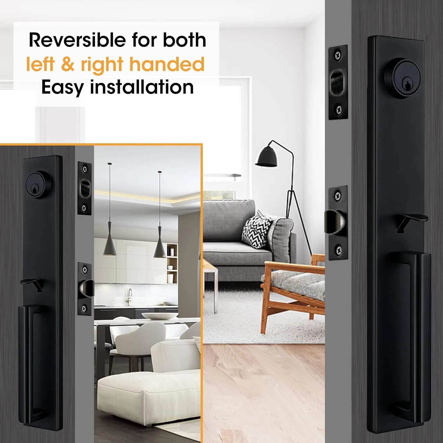 NEWBANG Matte Black Double Door Handle Set