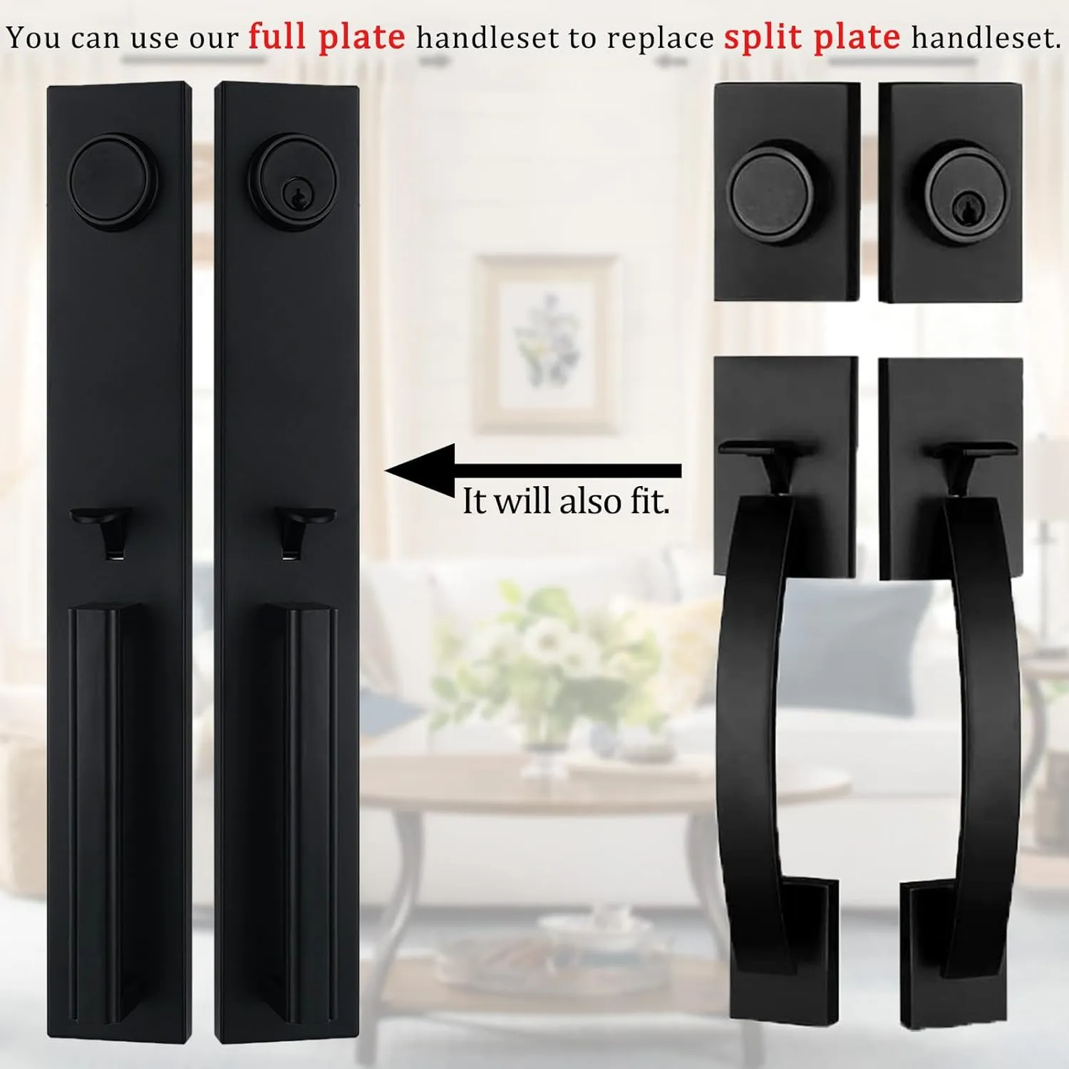 NEWBANG Matte Black Double Door Handle Set