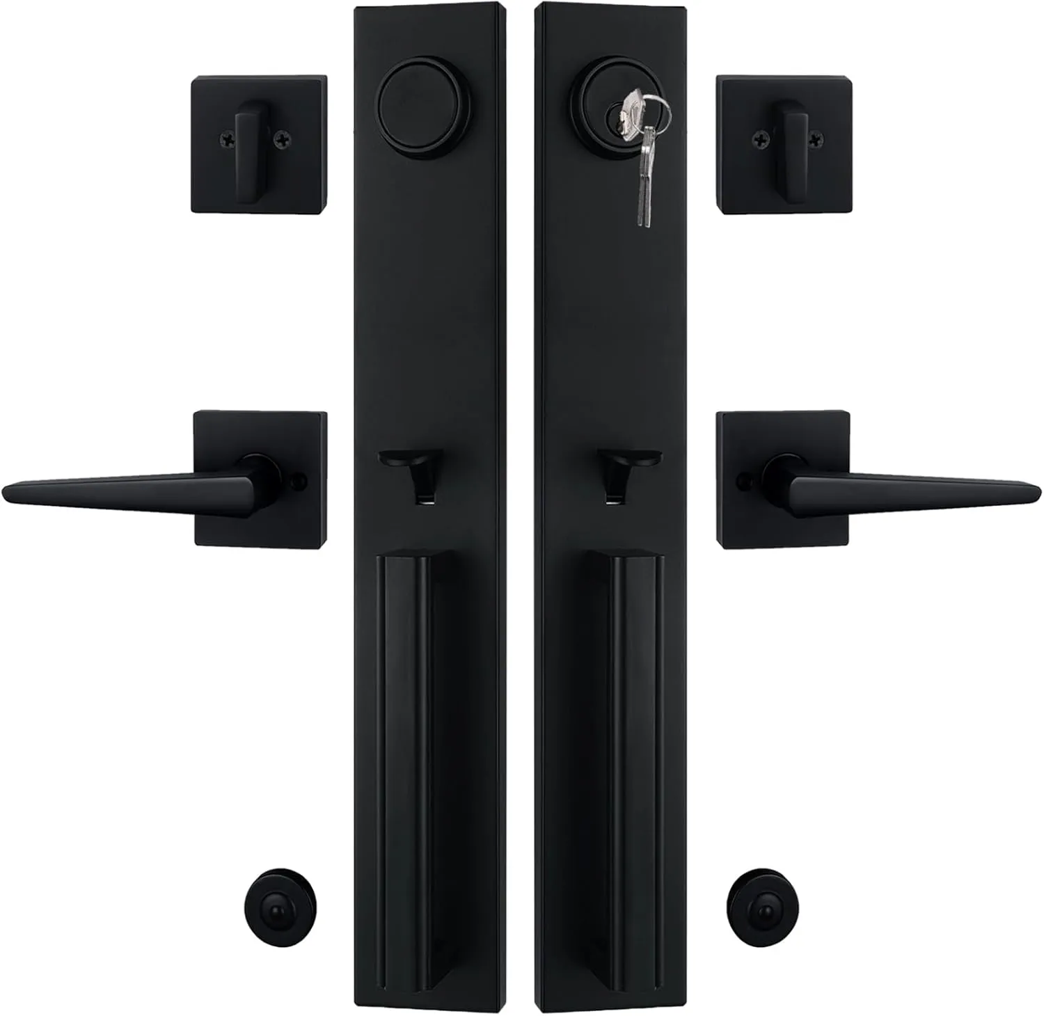 NEWBANG Matte Black Double Door Handle Set
