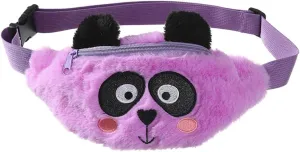 Newfancy Women Girls Kids Fluffy Fuzzy Raccoon Fanny Pack Tie Dye Rainbow Waist Pack Crossbody Purse Chest Bum Belt Bag,Purple