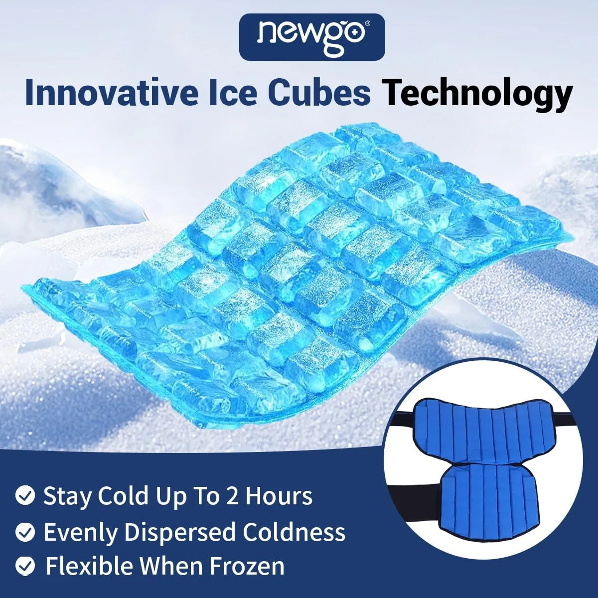 NEWGO Shoulder Ice Pack Wrap for Pain Relief, 2 Hours Long Lasting Cold Therapy Rotator Cuff Ice Pack for Shoulder Recovery After Surgery, Swelling, Tendonitis