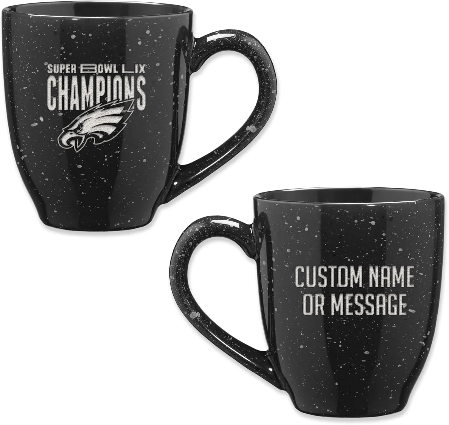 NFL Football Philadelphia Eagles 2025 Super Bowl LIX Champions 16-oz Black Personalized Laser Engraved Speckled Ceramic Coffee Mug