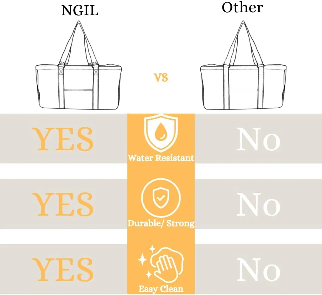 NGIL Extra Large Utility Tote Reusable Grocery Bag Oversized Collapsible for Groceries, Storage, Picnic, Beach (Arrow-gray)