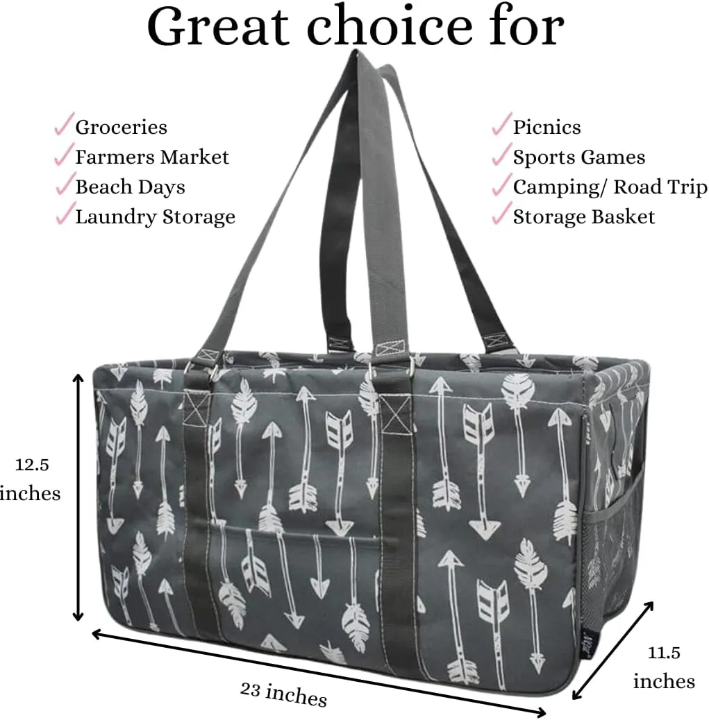 NGIL Extra Large Utility Tote Reusable Grocery Bag Oversized Collapsible for Groceries, Storage, Picnic, Beach (Arrow-gray)