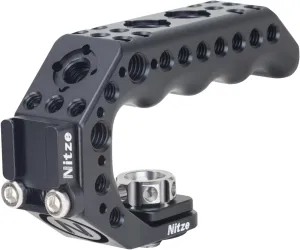 Nitze Ergonomic Camera Top Handle with Locating Pins for ARRI, Cold Shoe Adapter and Multiple Mounting Holes, 3/8" Locating Pins Direction Adjustable (Stinger Series) - PA28-BK