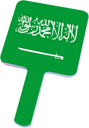 Novelty Saudi Arabia Flag Hand Mirror, Barber Hairdressing Handheld Mirror with Handle for Salon, Square Portable Travel Makeup Mirror White 9×16Cm