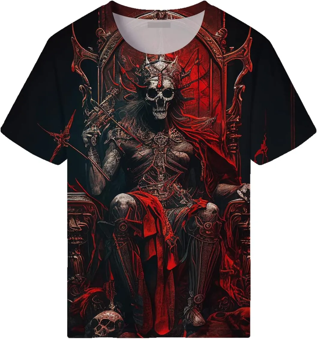 Novelty Skull T-Shirts for Men Graphic Shirt with Short Sleeves