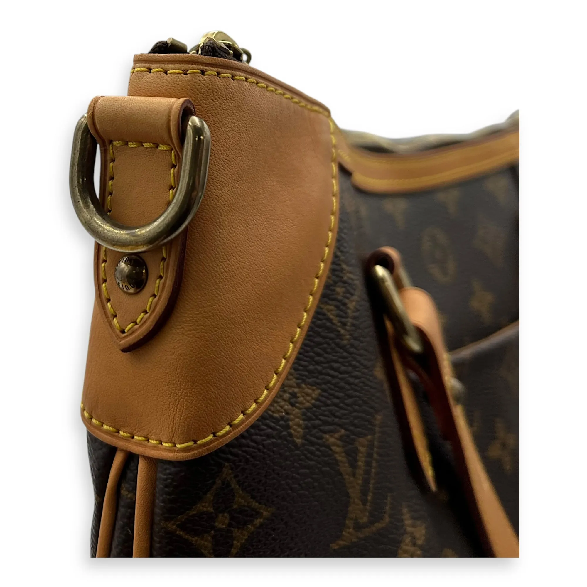 Odeon GM Brown Top Handle Bag in Monogram Coated Canvas, Gold hardware