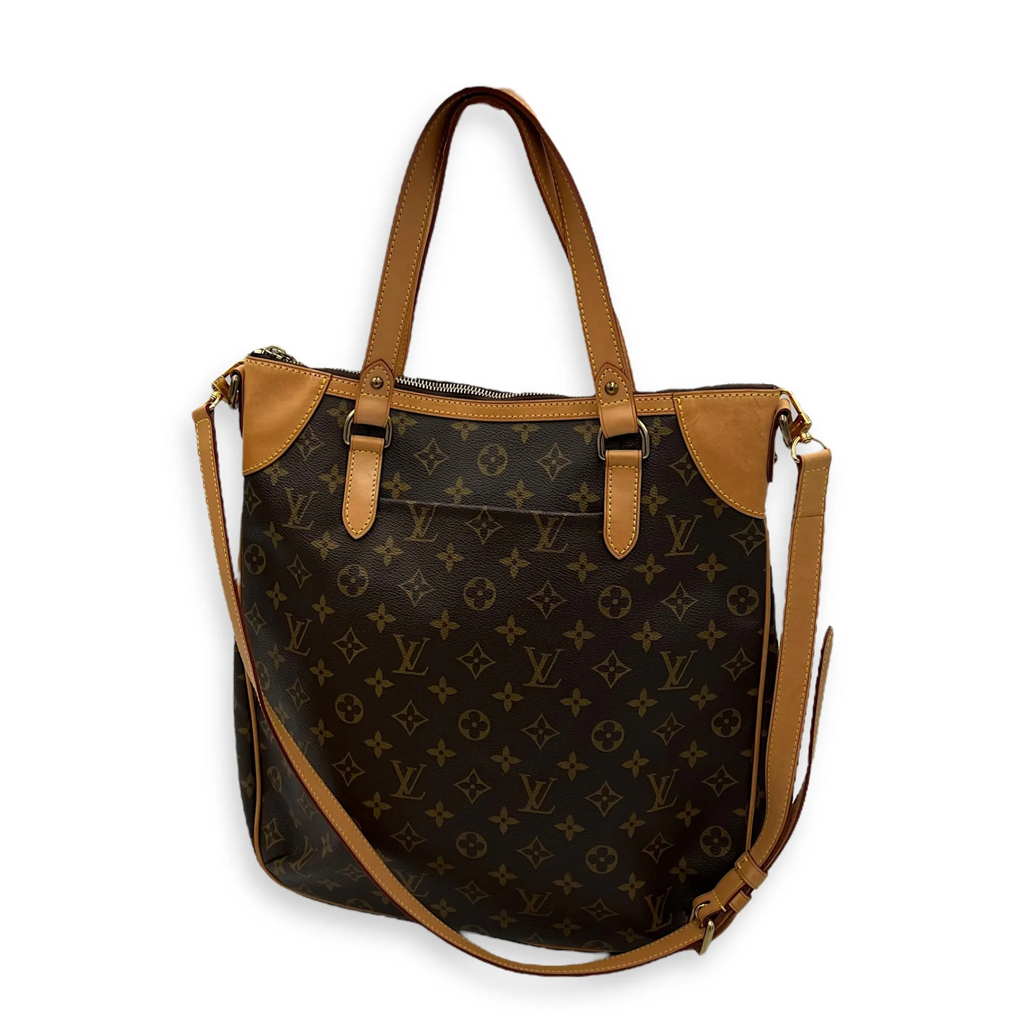 Odeon GM Brown Top Handle Bag in Monogram Coated Canvas, Gold hardware