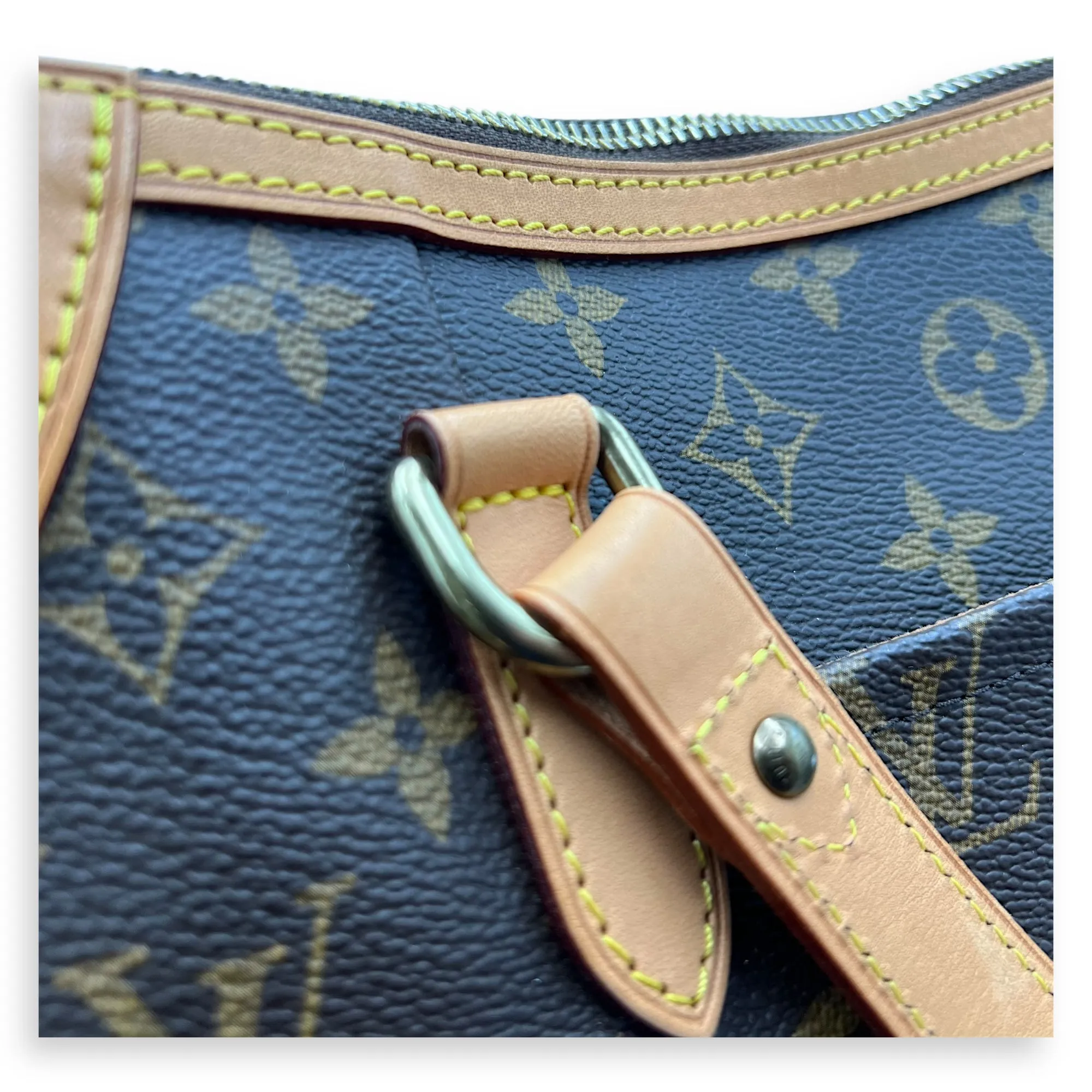 Odeon GM Brown Top Handle Bag in Monogram Coated Canvas, Gold hardware