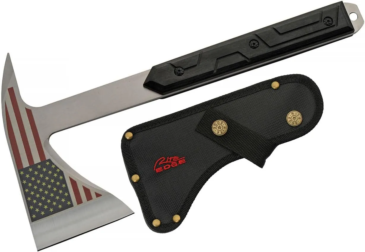 Old Glory Stainless Steel Blade Black Wood Handle 12 inch EDC Axe