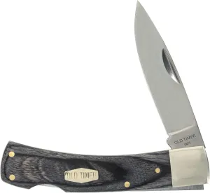 Old Timer Heritage Series 5OT Bruin 6.5in Traditional Lockback Folding Knife with Stainless Steel Drop Point Blade, and Laminate Wood Design Handle for Hunting, Camping, Every Day Carry, and Outdoors
