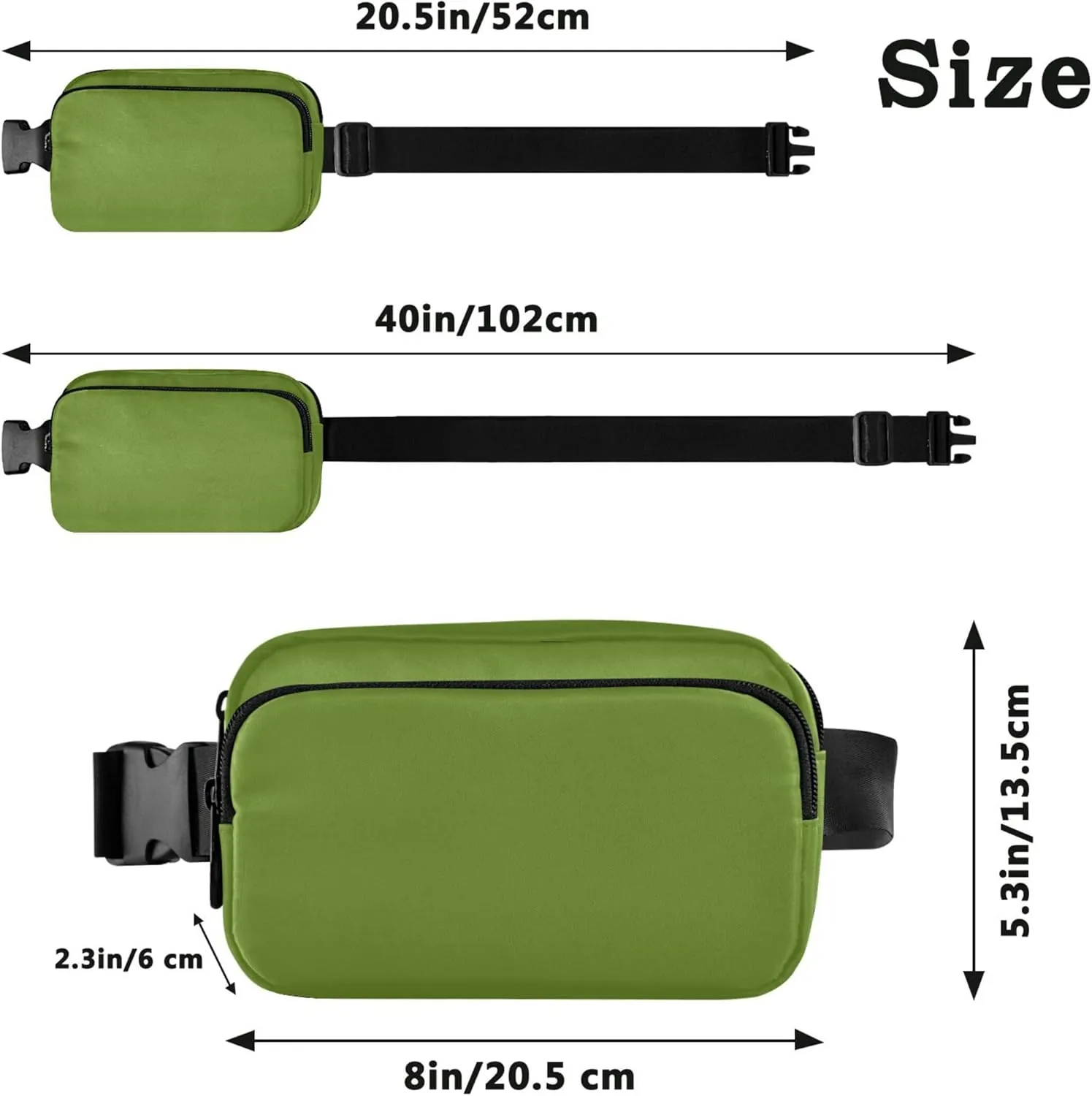 Olive Drab Green Fanny Packs for Women Waterproof Belt Bag Hip Pack Colorful Waist Pack for Women